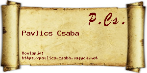 Pavlics Csaba névjegykártya